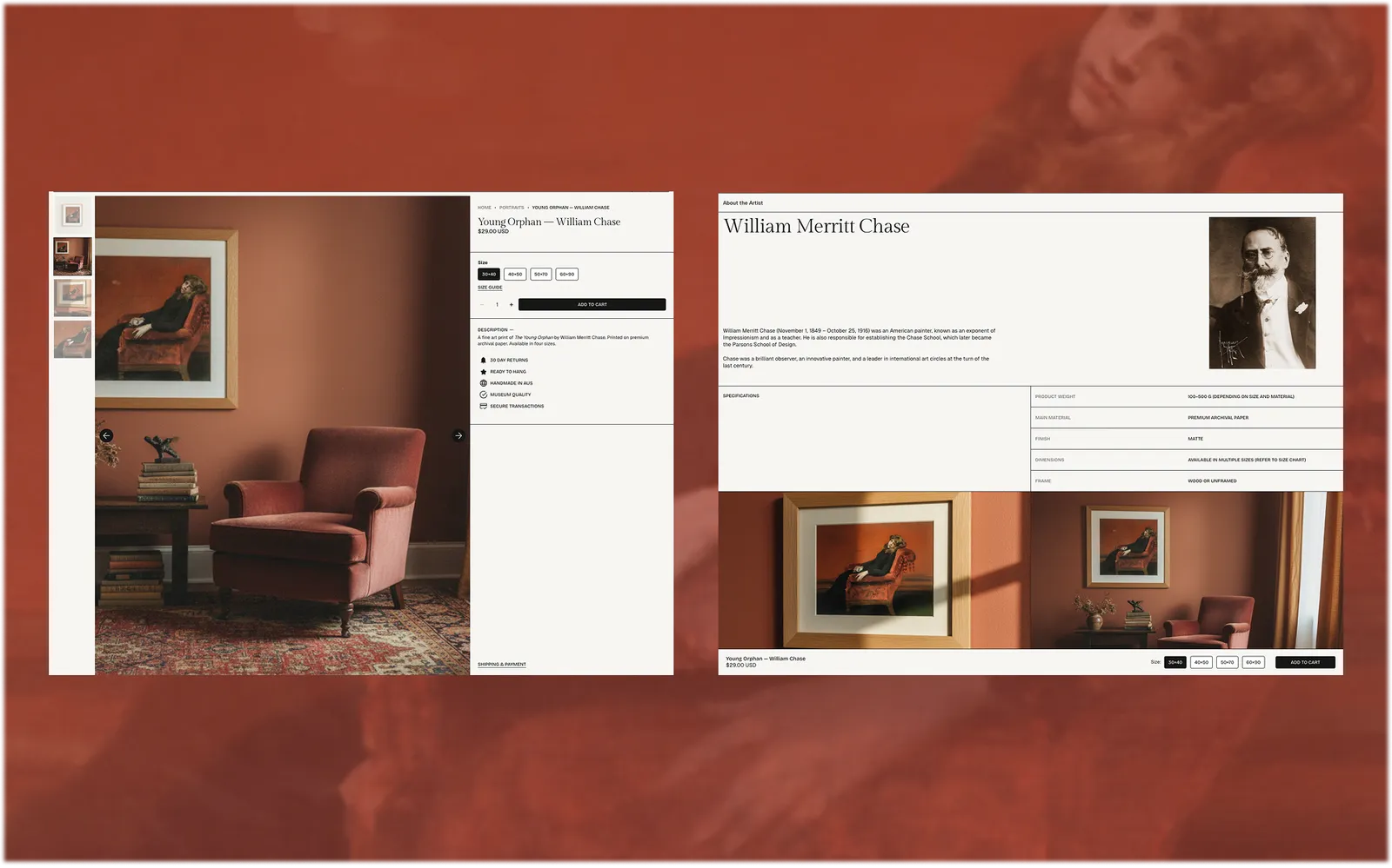 Screen shot of product page